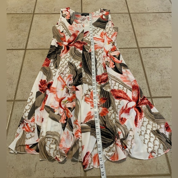 Red Coral Floral Print Sleeveless Dress - Size L - Picture 5 of 5